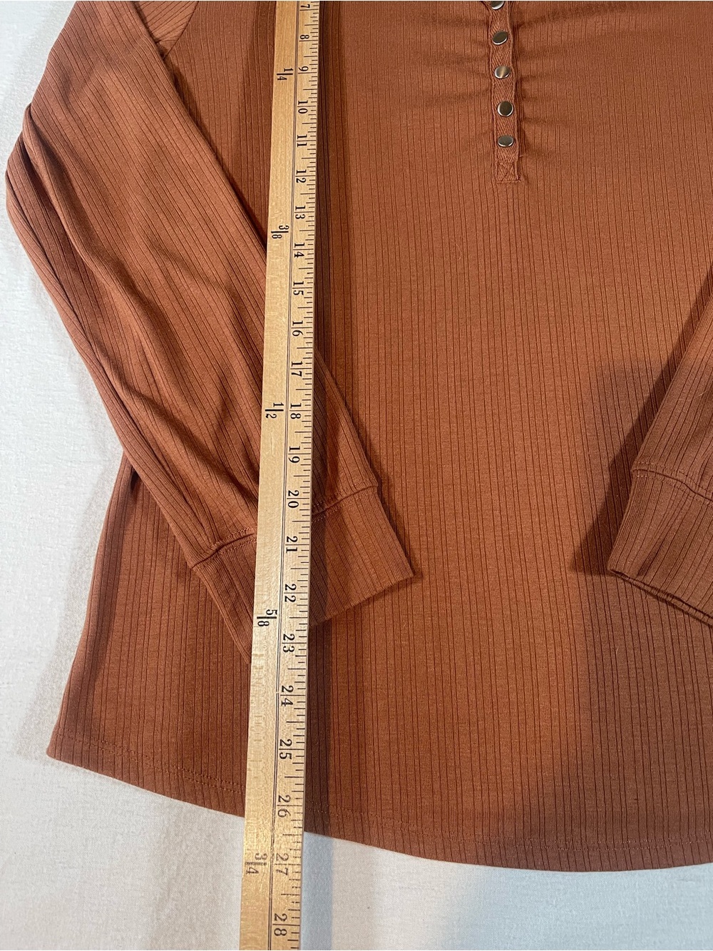 Maurices Rust Long-Sleeve Ribbed Collared Shirt with Snaps Women’s Large - Picture 11 of 11
